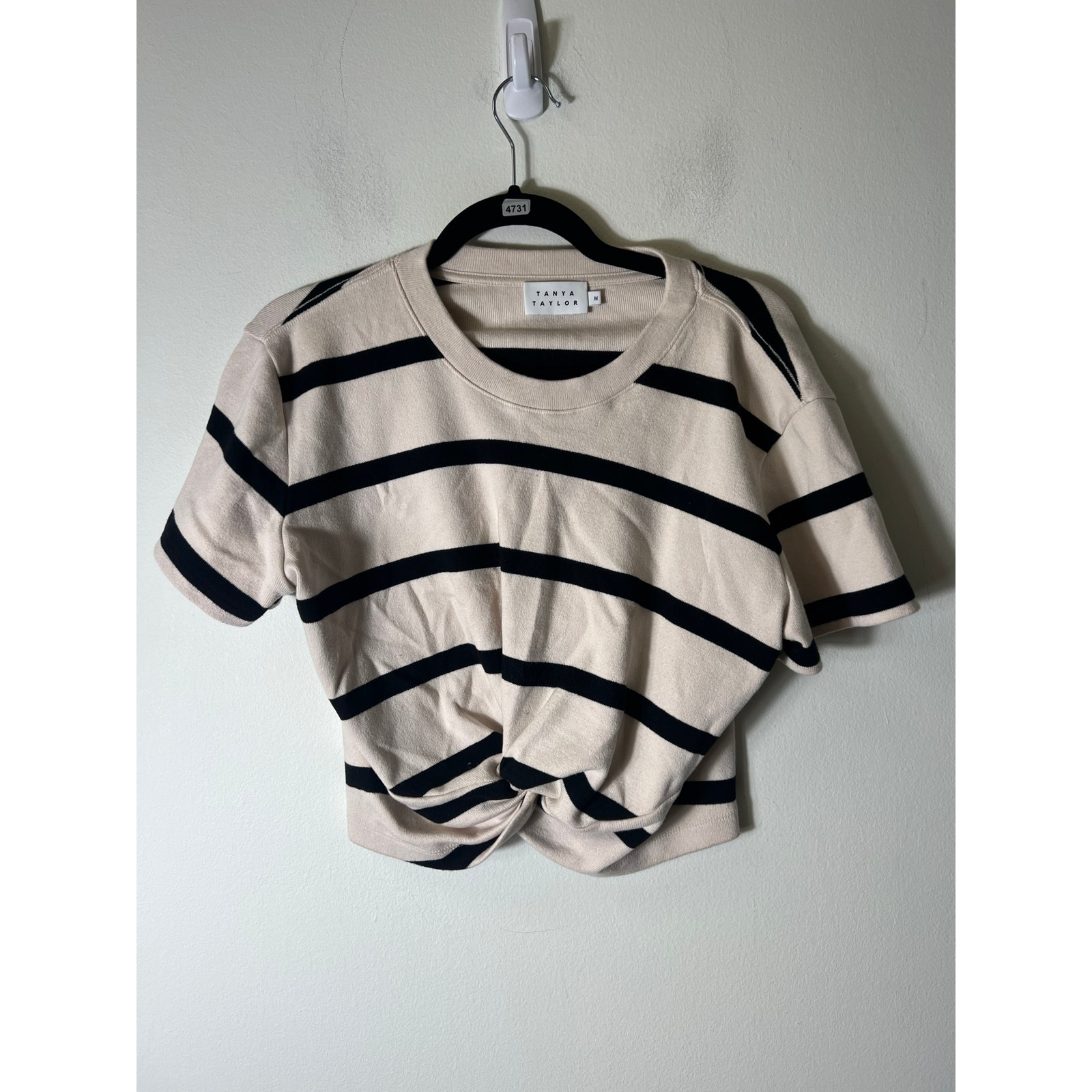 Tanya Taylor Black And Cream Striped Blouse